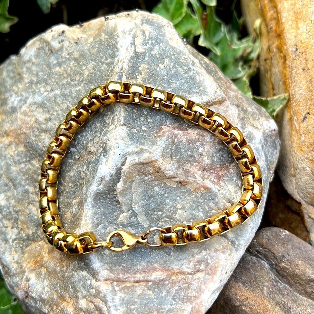 Curb Chain Bracelet Gold Stainless Steel Jewelry